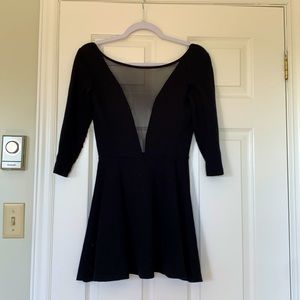 American apparel black skater dress deep V neck